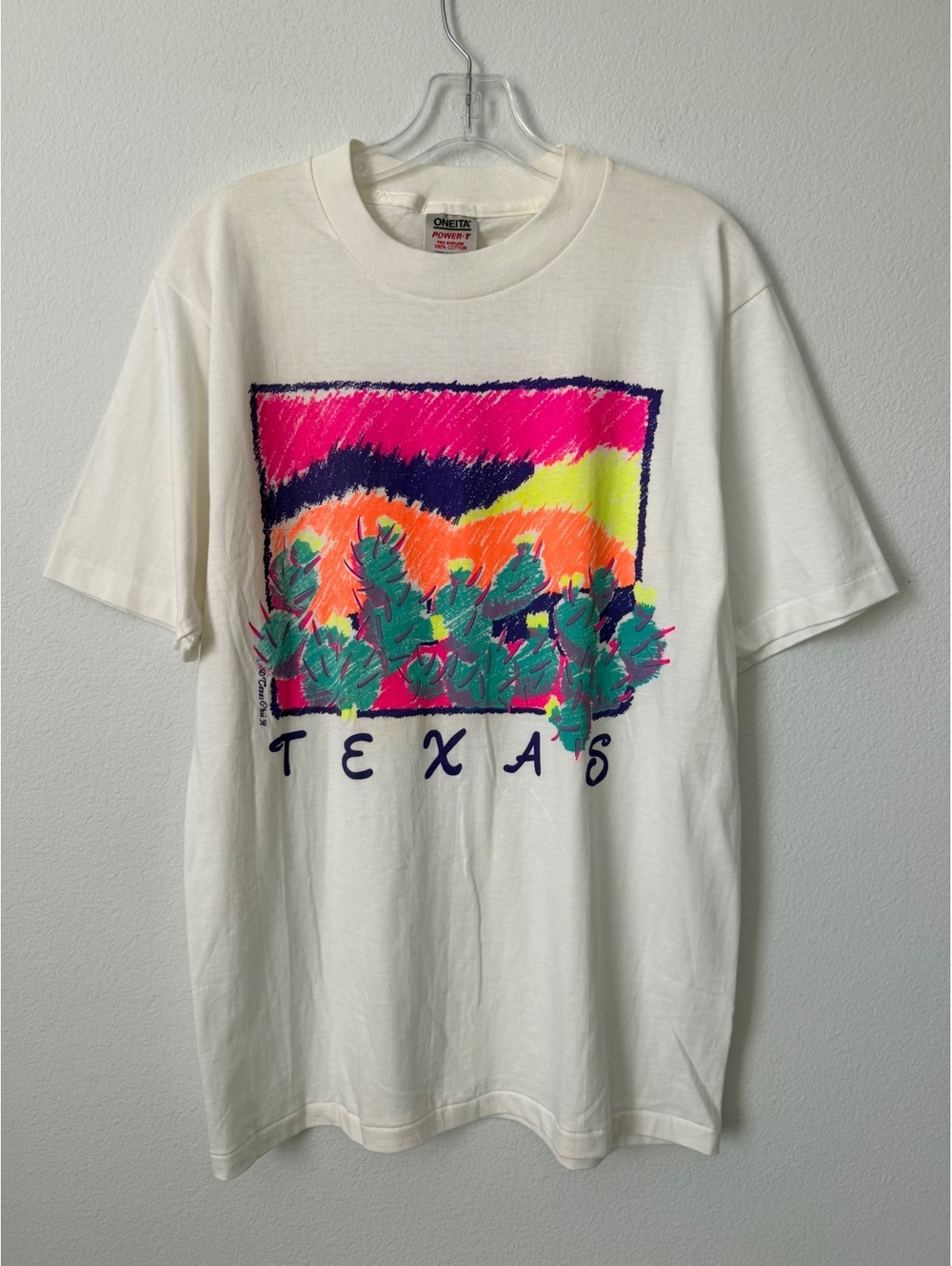 Oneita Power-T Vintage 1991 Texas Chic Short Sleeve T-Shirt Men's Size L - Picture 1 of 9